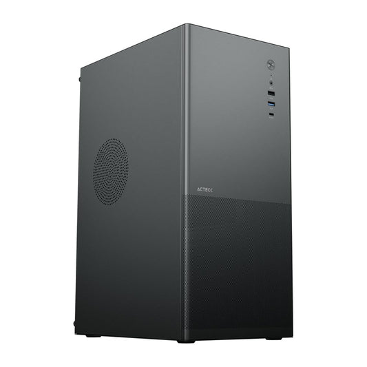 Acteck Rex MAX Gabinete Media Torre GM757, Negro, Panel Ranurado Full Metal, Puerto USB Tipo C 3.0, Compatible con Tarjeta Madre ATX
