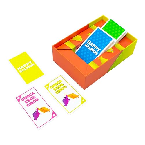 Happy Salmon Exploding Kittens, Juego de Cartas Divertido, 3-8 Jugadores
