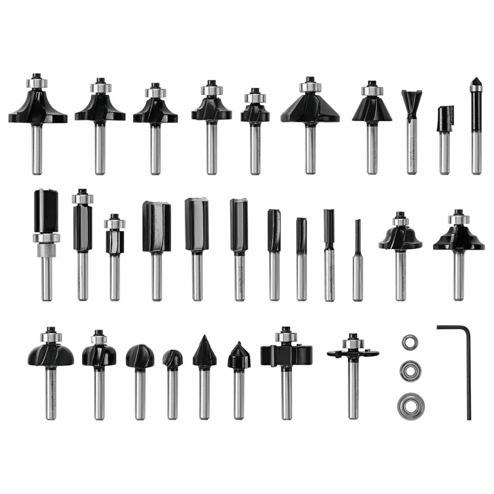 BOSCH RBS030MBS 30-Piece (Universally Compatible Accessory) Carbide-Tipped Wood Router Bit Assorted Set - 30-Piece - Madera con punta de carburo