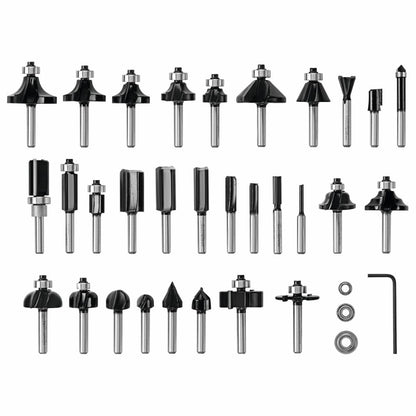 BOSCH RBS030MBS 30-Piece (Universally Compatible Accessory) Carbide-Tipped Wood Router Bit Assorted Set - 30-Piece - Madera con punta de carburo