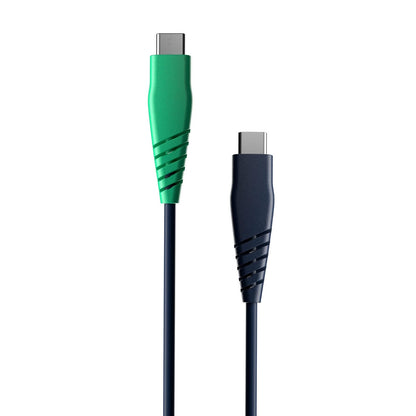 Skullcandy Line Cable Cargador USB C de 60 W USB C a USB C con Carga Rápida para iPad/Mini/Pro/Air, Macbook Pro, Samsung Galaxy, Switch, 4 Pies, Azul/Verde