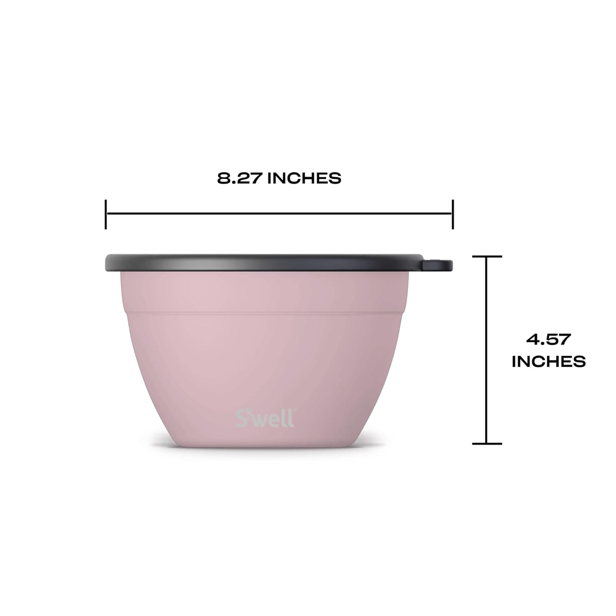 S'well - Kit de ensaladera de acero inoxidable de 64 onzas, color topacio rosa, viene con mini recipiente de 2 onzas y bandeja extraíble para organización, a prueba de fugas y apto para lavaplatos