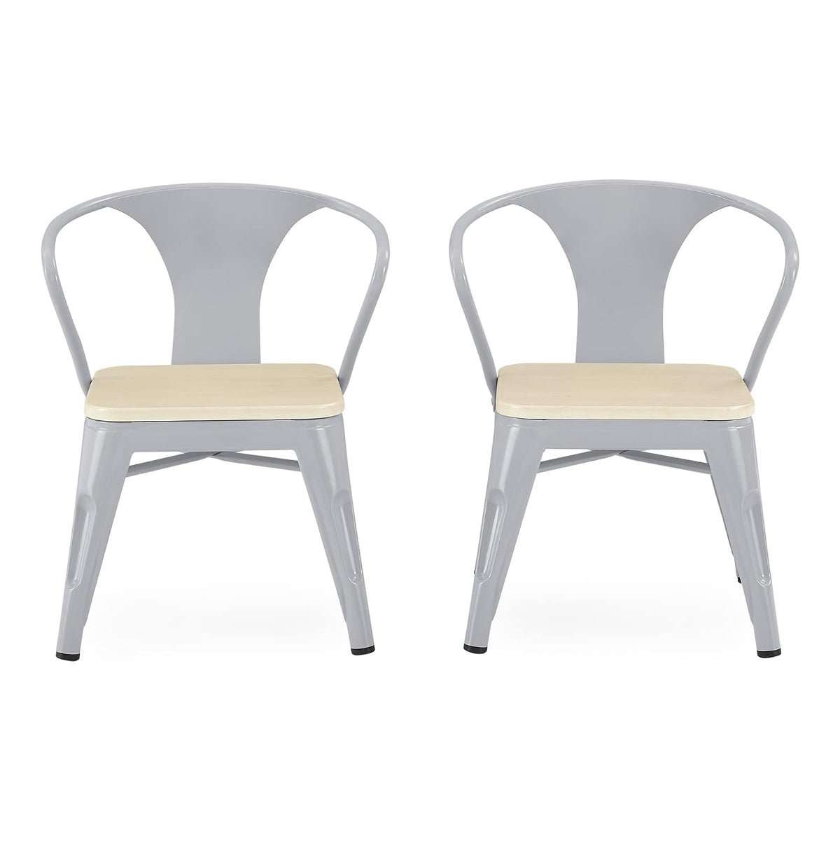 Delta Children Set de 2 Sillas Bistro - Color: Metal Gris/Abedul Natural