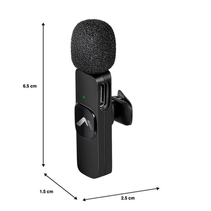 Mitzu Kit MICROFONOS LAVALIER para Todo Tipo DE Contenido DE Medios con REDUCCIÓN DE Ruido DSP/Wireless/Receptor Tipo C/USB/Lightning Negros