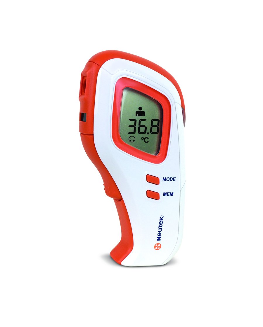 Termómetro Infrarrojo Sin Contacto Neutek NT-1 | Medición Rápida en Frente y Objetos | Indicador de Fiebre | 10 Memorias | Ligero y Portátil | Alerta de Batería Baja | Blanco/Naranja