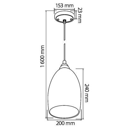 Tecnolite Lámpara Colgante, Base E27, Luz Colgante de Techo Moerna, Color Cristal Oplaino, 100 - 240 V,
