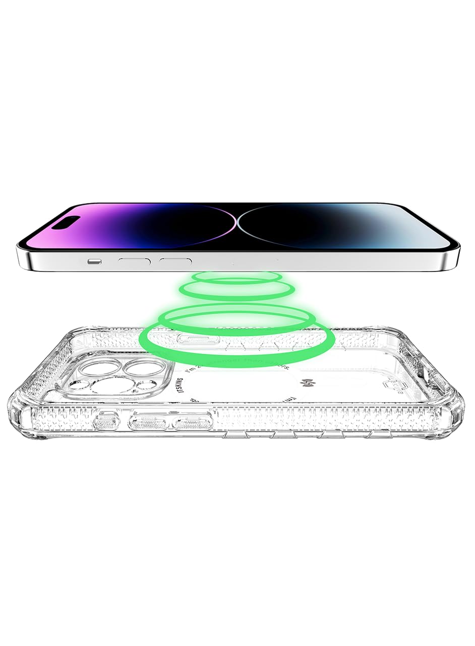 ItSkins Supreme R Clear Funda con MagSafe Compatible con iPhone 15 Pro MAX, Protección Caídas 4.5m, Bordes Elevados, Defensa Antimicrobiana - Transparente