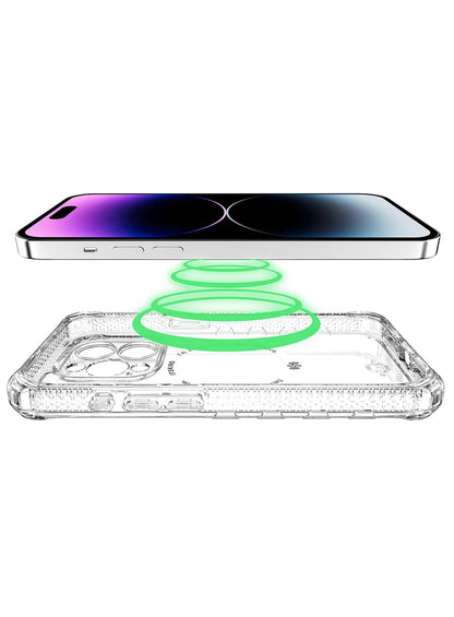 ItSkins Supreme R Clear Funda con MagSafe Compatible con iPhone 15 Pro MAX, Protección Caídas 4.5m, Bordes Elevados, Defensa Antimicrobiana - Transparente