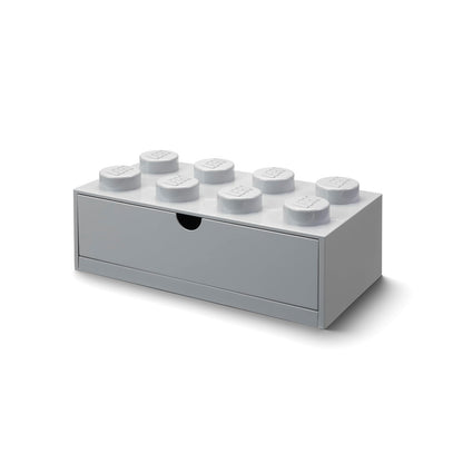 ROOM Copenhagen Lego - Cajón de computadora de 8 ladrillos, apilable de 8 pernos, 12.5 x 6.2 x 4.4 pulgadas, color gris piedra
