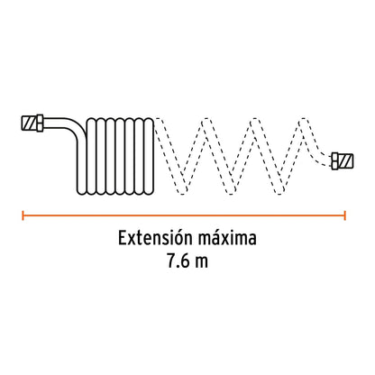 Truper MAN-R-7 Manguera tipo resorte para compresor 7.6 m x 1/4"