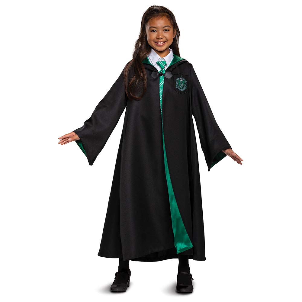 Disfraz de Harry Potter Slytherin Prestige para niños, negro y verde, talla L (10-12)