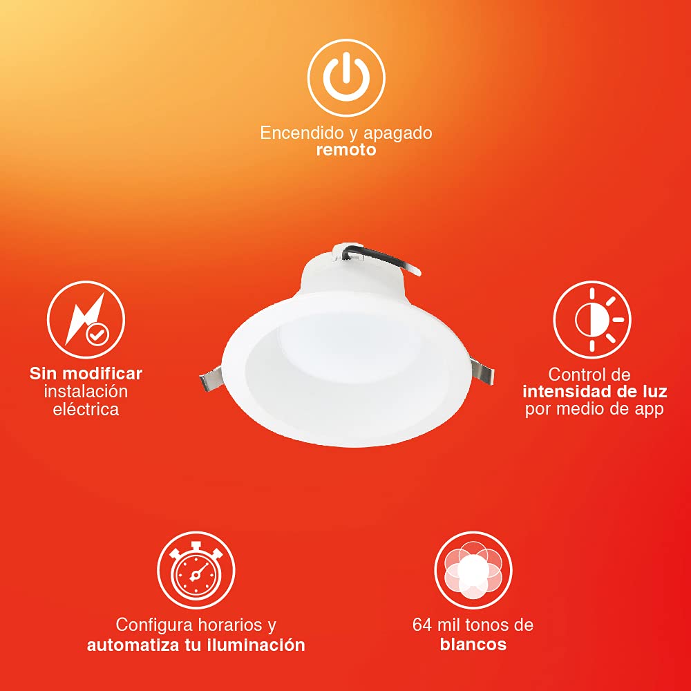 Tecnolite Connect Lampara LED Inteligente Downlight LED Inteligente,Tecnolite, ATIK II SMART, 13 W, CCT Atenuable, Compatible con Tecnolite Connect App Compatible con Alexa, Contenido 1 Lá
