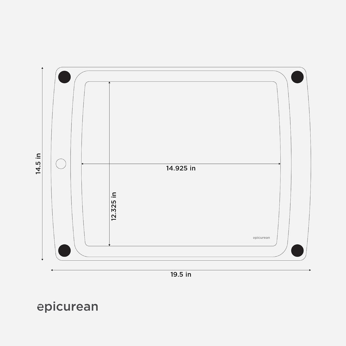 Epicurean Tabla de cortar todo en uno con pies antideslizantes y ranura para jugo, 19.5 x 14.5 pulgadas, natural/negro