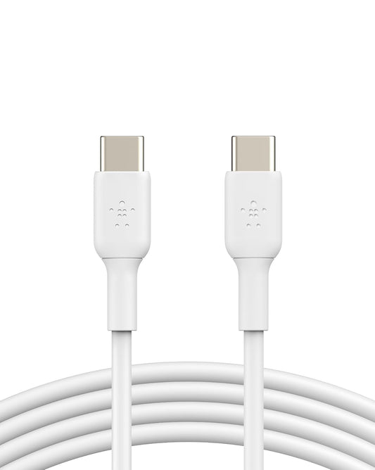 Belkin USB-C a USB-C Boost Cable de carga (cable de carga rápida USB tipo C para Pixel, iPad Pro, dispositivos Samsung y más, 1 metro), color blanco