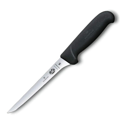 Victorinox - Cuchillo curvado de fijación de fibra Pro para deshuesar, 15.24 cm con hoja flexible, recto, flexible, Negro, 6" Boning, 1