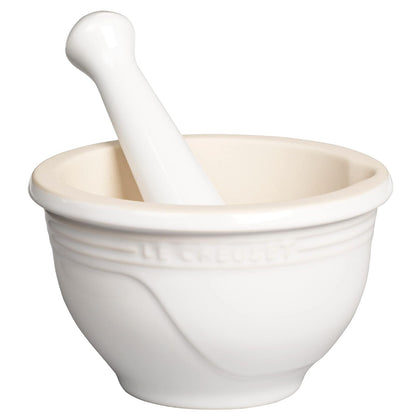 Le Creuset Juego de mortero y mortero de gres, 10 onzas, blanco