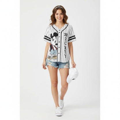 Disney - Playera de béisbol clásica con Botones para Mujer