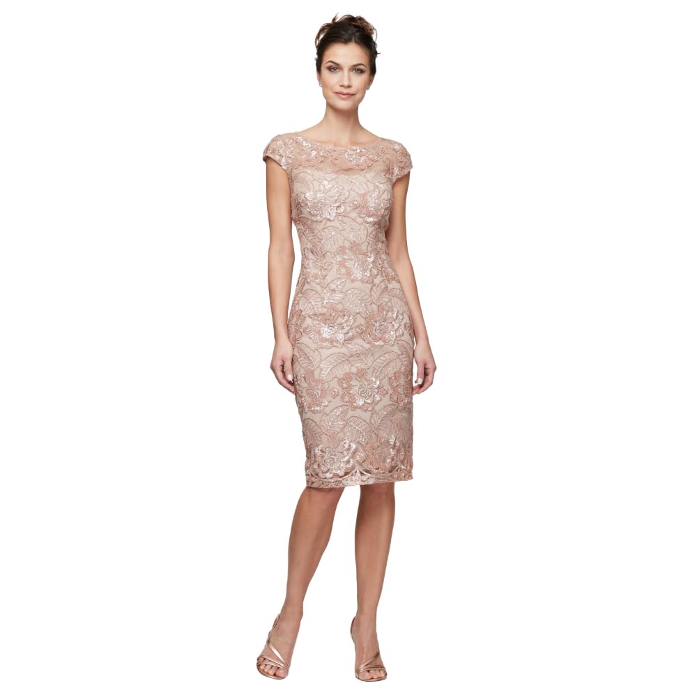Alex Evenings Vestido Bordado de Longitud Media para Mujer