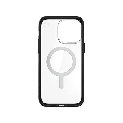 Speck Presidio Perfect Clear Impact Geometry Funda con MagSafe Compatible con iPhone 14 Pro MAX, Protección Caídas 4m, Bisel Elevado, Protección Antimicrobiana - Transparente/Negro