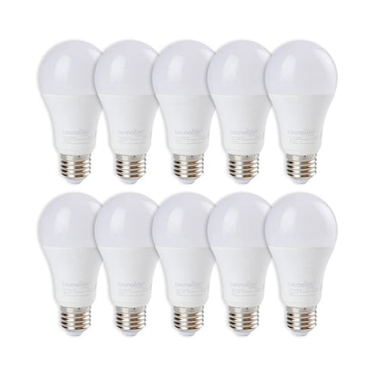 Tecnolite - Paquete de 10 Focos Led A19 para Iluminación Interior, 14 W y 1300 Lumens, Luz Fría de Día, No Atenuable, Ahorrador de Energía Eléctrica