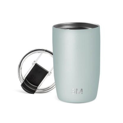 Simple Modern Voyager - Taza de Viaje con Tapa Abatible, Acero Inoxidable, Popotes Incluidos - 350ml - -Sea Glass Sage