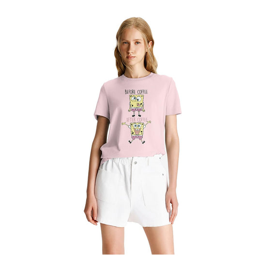 Bob Esponja After Coffe Playera Casual para Mujer Fit Regular