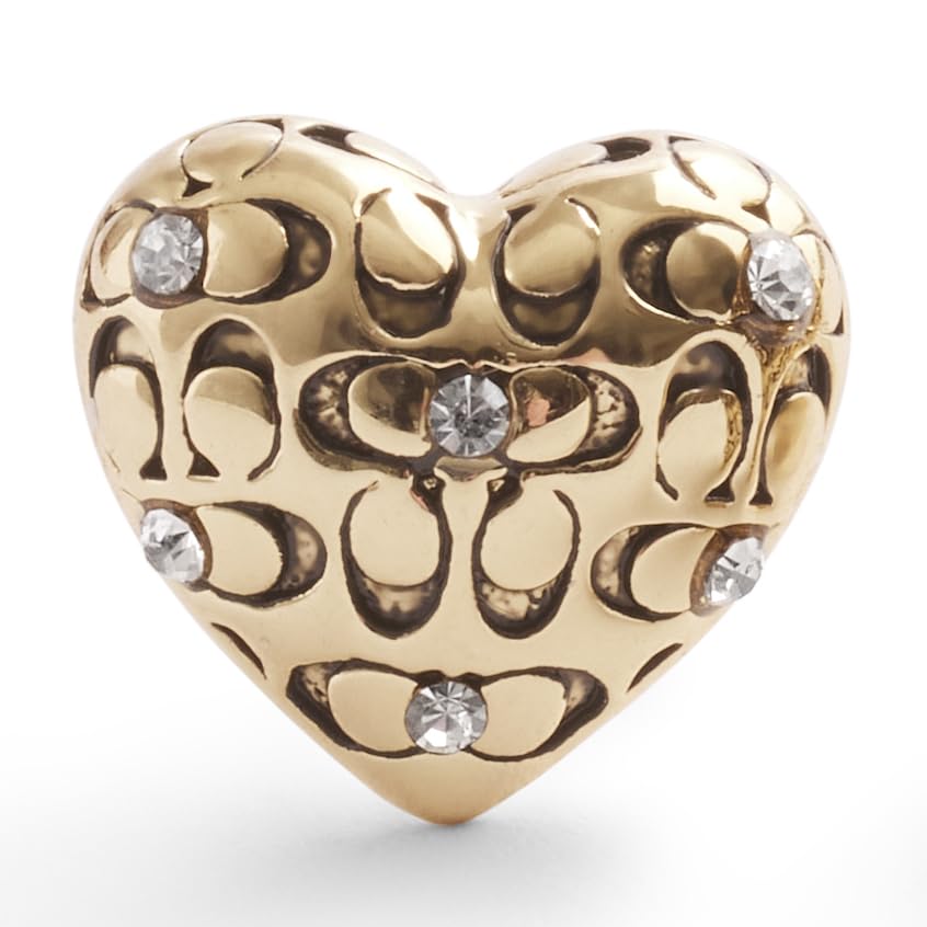 COACH - arete de tuerca acolchados con forma de corazón para mujer, color vidrio/dorado, talla única