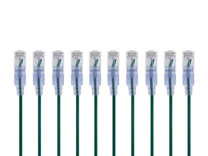 Monoprice SlimRun Cable de Conexión Ethernet Cat6A, 10 Gbit/s - Verde - 0.5 Feet - Paquete de 10