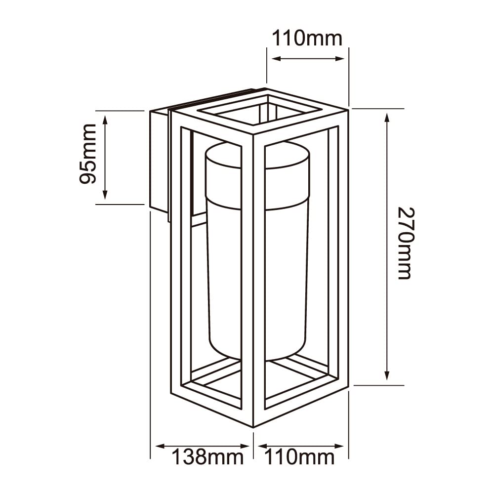 Tecnolite Lámpara de Pared Arbotante Tipo Farol Exterior, Potencia Máx. 60 W, Base E27, IP44, No incluye foco