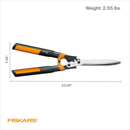 Fiskars - Tijeras de setos de 23 pulgadas, cortadora de arbustos con tecnología PowerGear2 que multiplica la potencia para menos esfuerzo, asas SoftGrip con parachoques que absorben los golpes