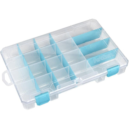 ArtBin Caja Mediana Antideslustre 6944AG | Transparente con detalles de aguamarina, con separadores extraíbles, organizador de joyas y manualidades