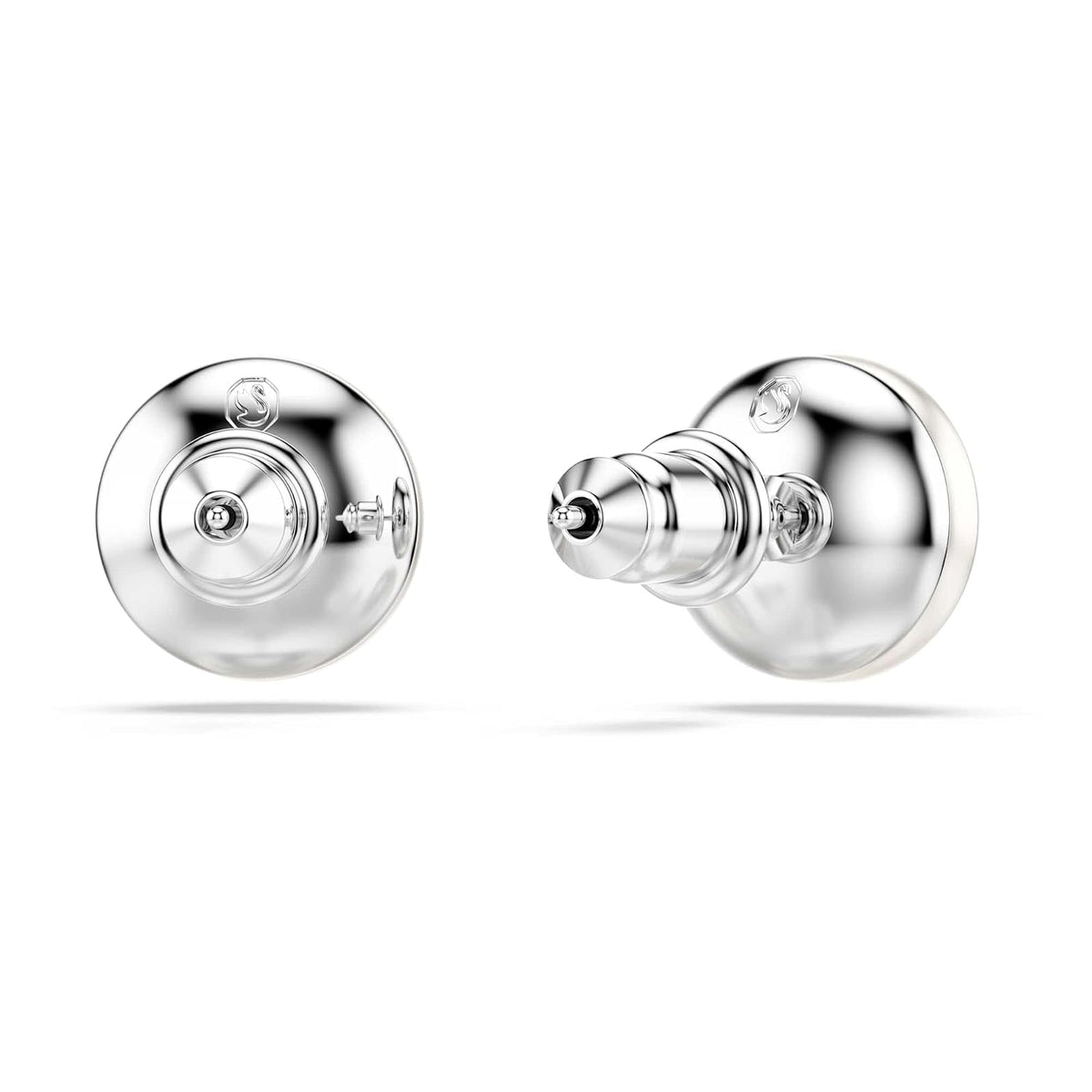 arete Swarovski Matrix, Perla de vidrio, blanco, baño de rodio
