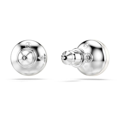arete Swarovski Matrix, Perla de vidrio, blanco, baño de rodio