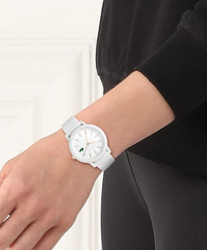 Lacoste 12.12 - Reloj de cuarzo para mujer - TR90 Case Quartz - Reloj deportivo de alta calidad, Blanco, 36 mm, Piqué