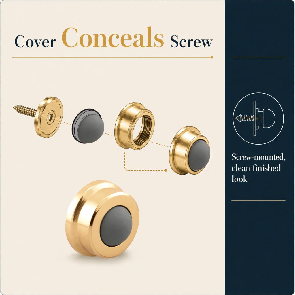 Prime-Line Products J 4647 Tope de pared para puerta, con parachoques de goma, 2.5 cm, cromo cepillado, Brass