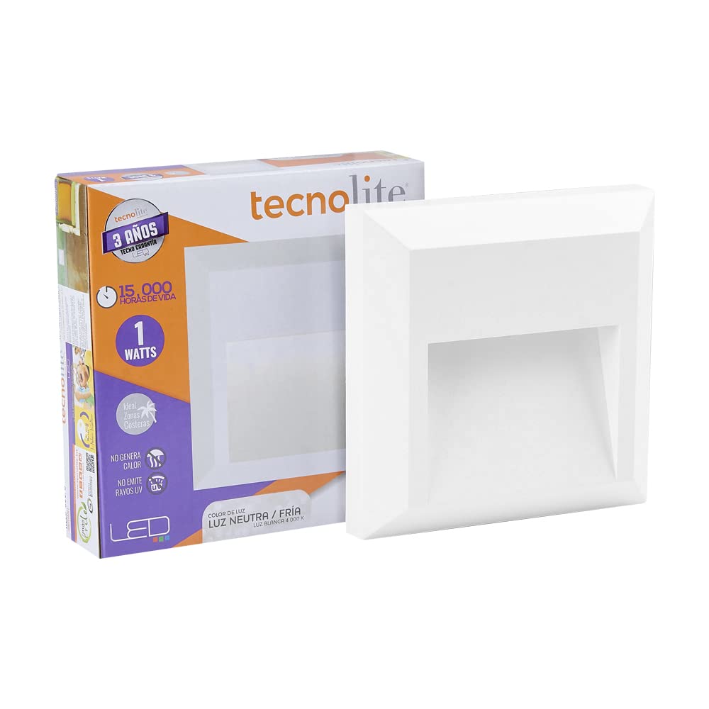 Tecnolite Luz de Cortesía LED Exterior 1 W, Blanca Neutra, IP65, IK05, HLED-803/B