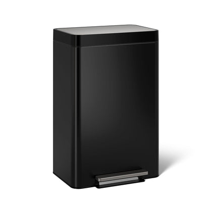 KOHLER - Bote de basura de acero inoxidable de 13 galones, acero inoxidable negro, pedal manos libres, tapa de cierre silencioso, resistente a huellas dactilares, duradero, K-20940-BST - 13 Gallon - Acero inoxidable negro
