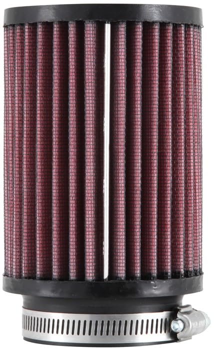 K&N RD-0710 Universal Clamp-On Air Filter: Round Straight; 2.5 in (64 mm) Flange ID; 5 in (127 mm) Height; 3.5 in (89 mm) Base; 3.5 in (89 mm) Top
