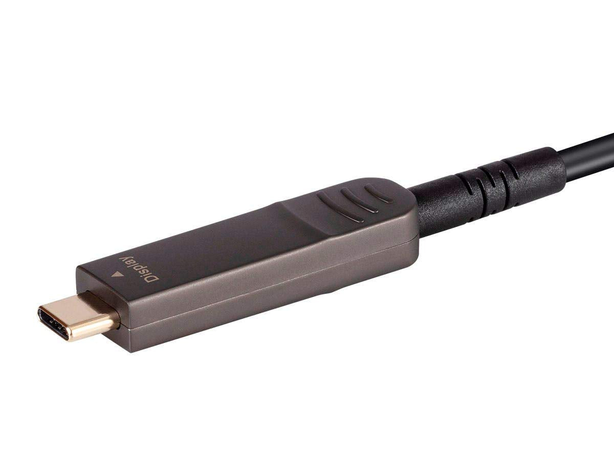 Monoprice USB 3.1 Type-C to Type-C Video Cable - 100 Feet - Black | 4K@60Hz, Fiber Optic, AOC, Transmits Up To 100 Feet, Gold Plated Connectors - SlimRun AV Series