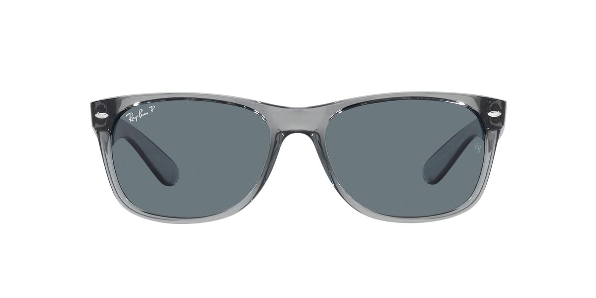 Ray-Ban Rb2132 - anteojos de sol cuadradas Wayfarer Everglass, Negro brillante/transparente., 58 mm - 55 mm - Transparente gris - azul oscuro polarizado