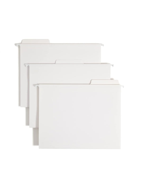 Smead FasTab - Carpeta para colgar archivos, 1/3 de corte, tamaño carta, blanco, 20 por caja (64002)