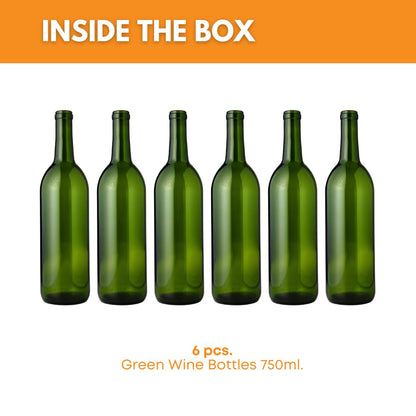 FastRack W5 - Botellas de vino verde champaña (750 ml, 6 unidades)