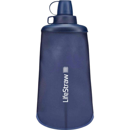 LifeStraw Peak Series - Sistema de filtro de agua plegable para botellas exprimidas, 650 ml para correr por senderos, viajes, ciclismo y pesca; sin BPA, azul montaña - Mountain Blue - 0.7 Litros