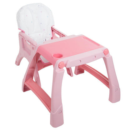PRINSEL | Sillita Alta Infantil Convertible | Silla Alta para Bebé | Kinder City | Rosa | De 6 Meses a 3 Años, Convertible a Escritorio, Doble Charola Ajustable, Fácil de Limpiar | Artículos para Bebés