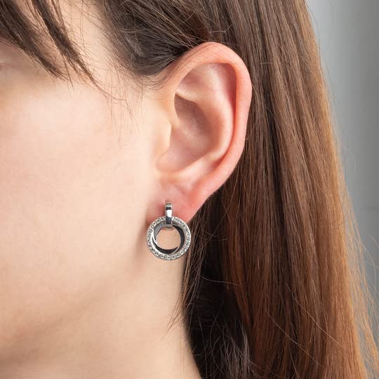 Lotus Style Aretes para dama en tono plateado
