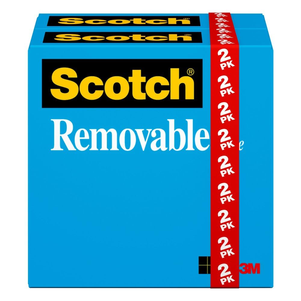 Scotch - 8112PK Cinta extraíble, 3/4" x 1.3", 2 cajas/paquete, tecnología Post-it (811-2PK)
