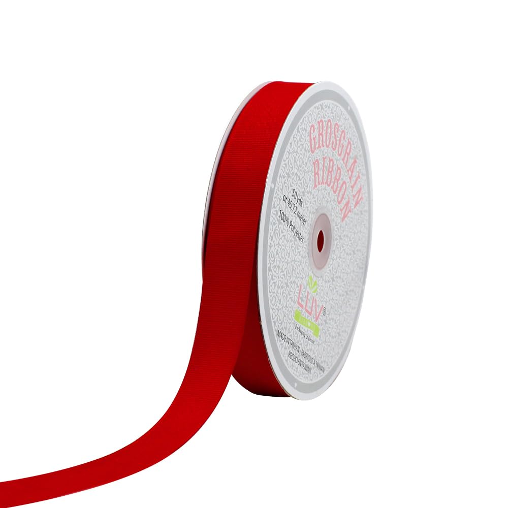 Creative Ideas Cinta de grogrén sólida de 7/8 pulgadas, 50 yardas, rojo