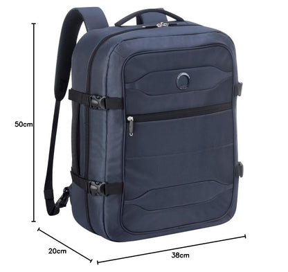 Mochila de Viaje Delsey Easy Trip 20 Pulg. Bolsillo porta laptop, correas sujetadoras internas, Compatible con sistema Trolley, Color Azul