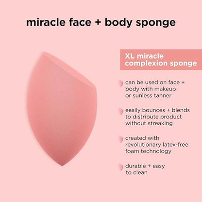 Real Techniques, Miracle Face + Body Sponge, Esponja Facial y Corporal, Tecnología de Espuma Suave y Flexible