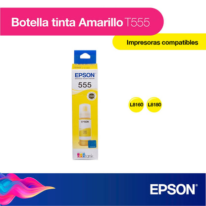 Epson Ecofit Botella de Tinta Fotográfica Color Amarillo T555 para Impresoras L8160 y L8180